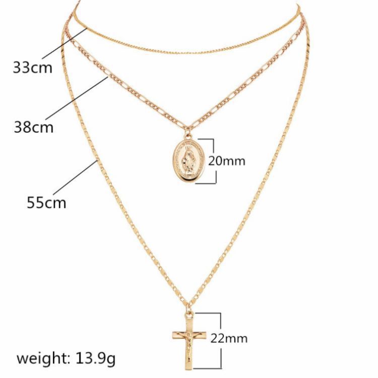Simple Personality Metal Cross Tassel Virgin Round Necklaces