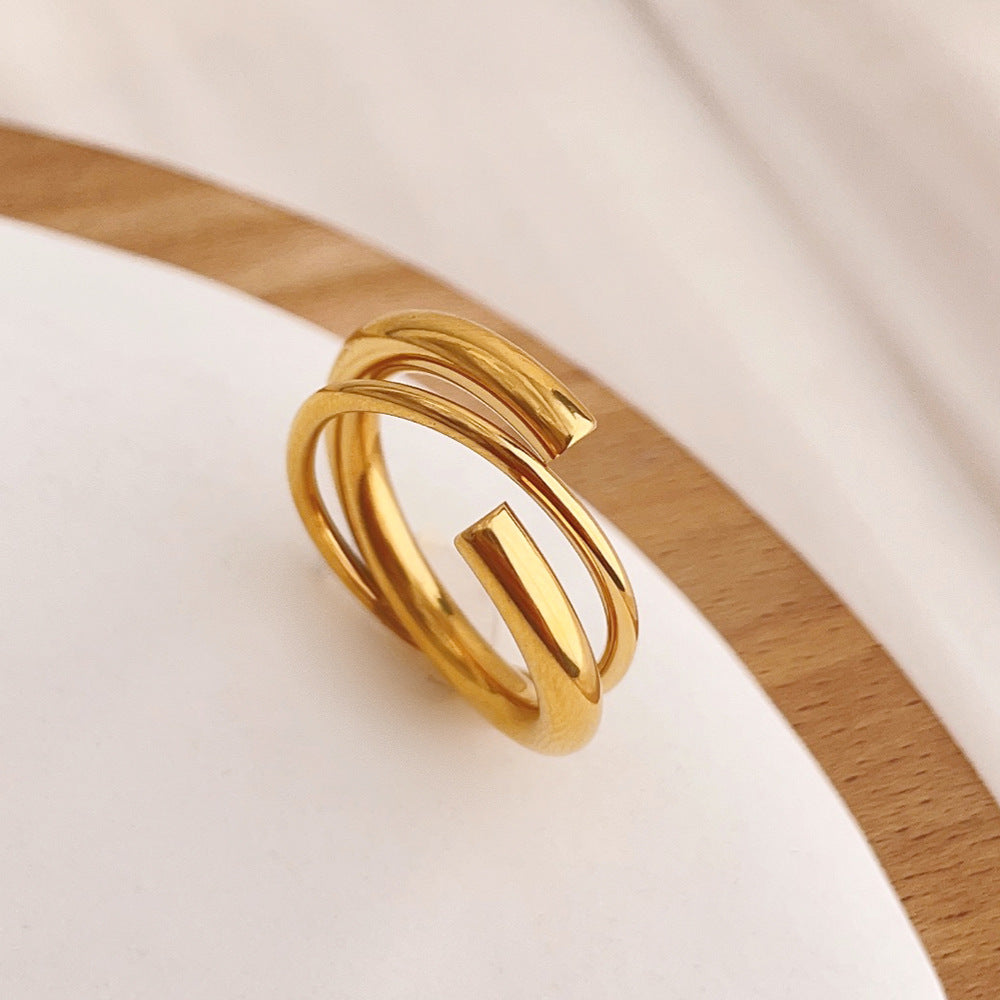 Design Line Twist Pattern Sense Titanium Steel Rings