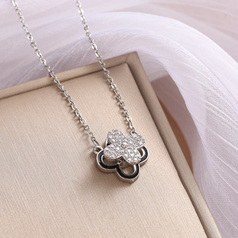 Titanium Steel Diamond Four-leaf Flower Female Necklaces