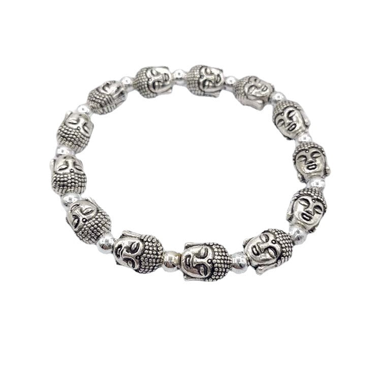 Women's & Men's Sier Accessories Ancient Buddha Head Jewelry Lotus Smiling Bracelets