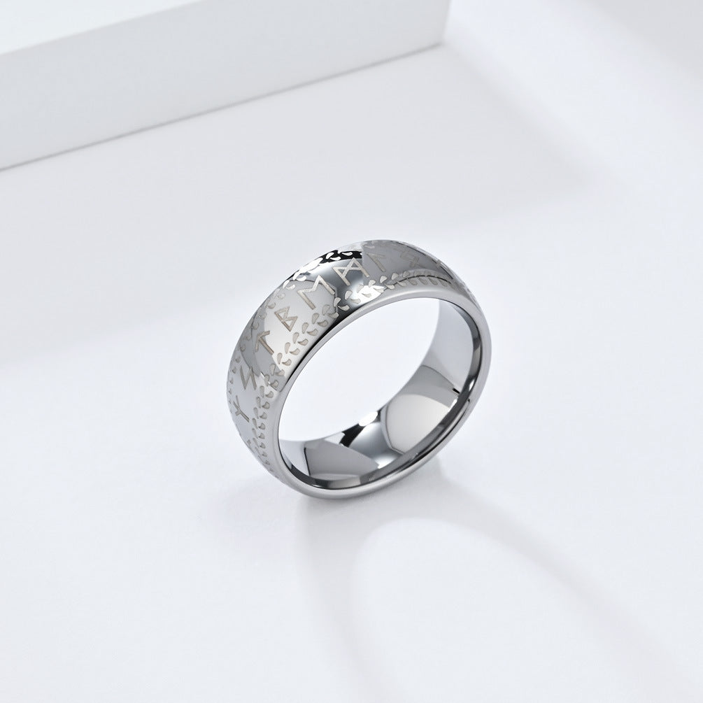 Simple Viking Letter Tungsten Force Laboratories Text Fashion Personality Rings