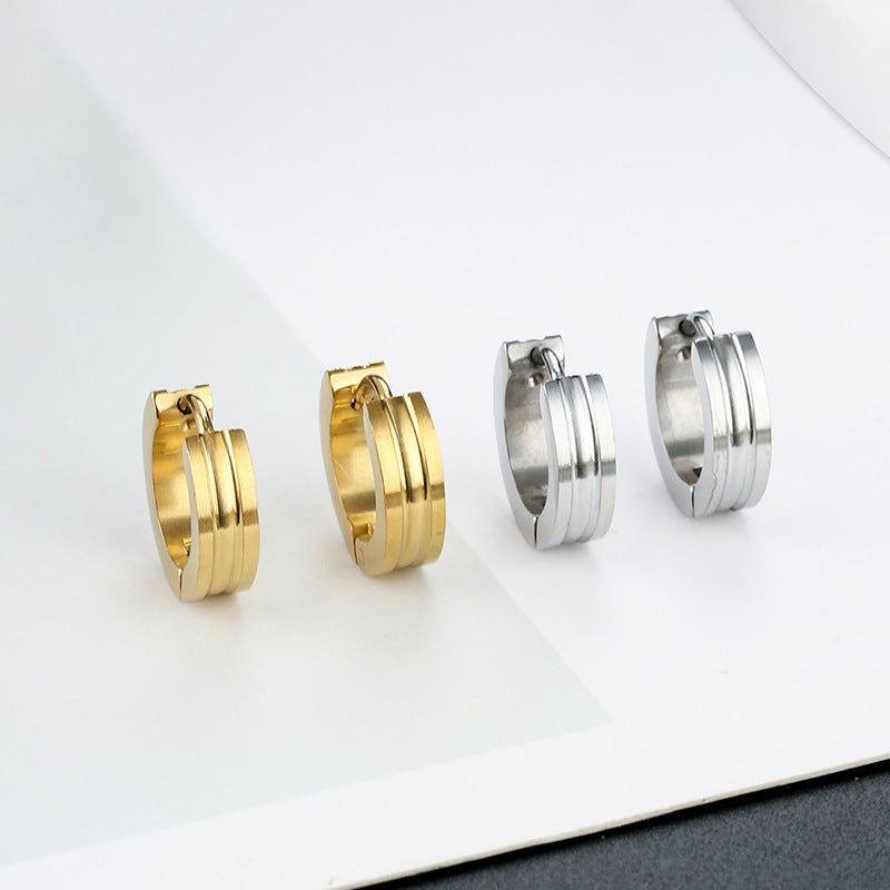Titanium Steel Gold Stainless Ear Clip Earrings