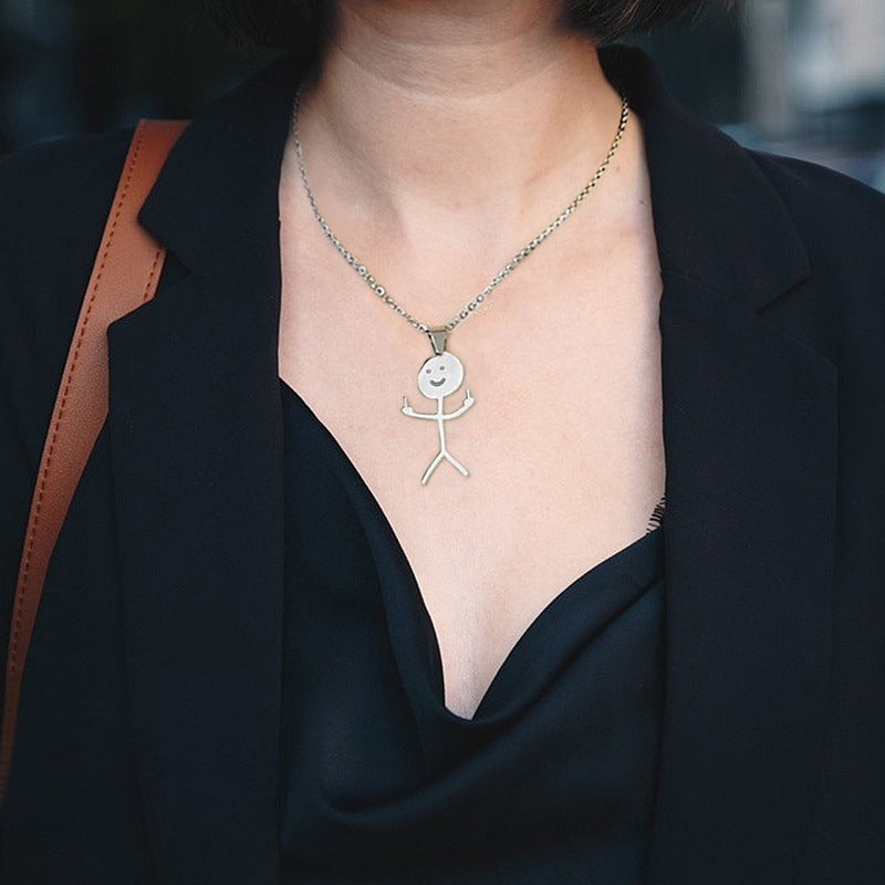 Vertical Middle Finger Fun Hip Hop Necklaces