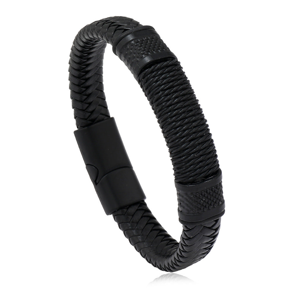 Men's Ornament Leather Rope Alloy Magnetic Buckle Bracelets