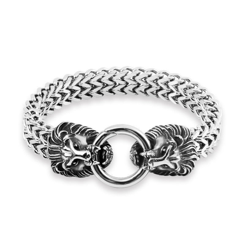 Men's Stainless Steel Wolf Head Chain Retro Bracelets