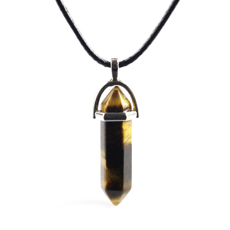 Natural Stone Hexagon Prism Fashion Crystal Necklaces