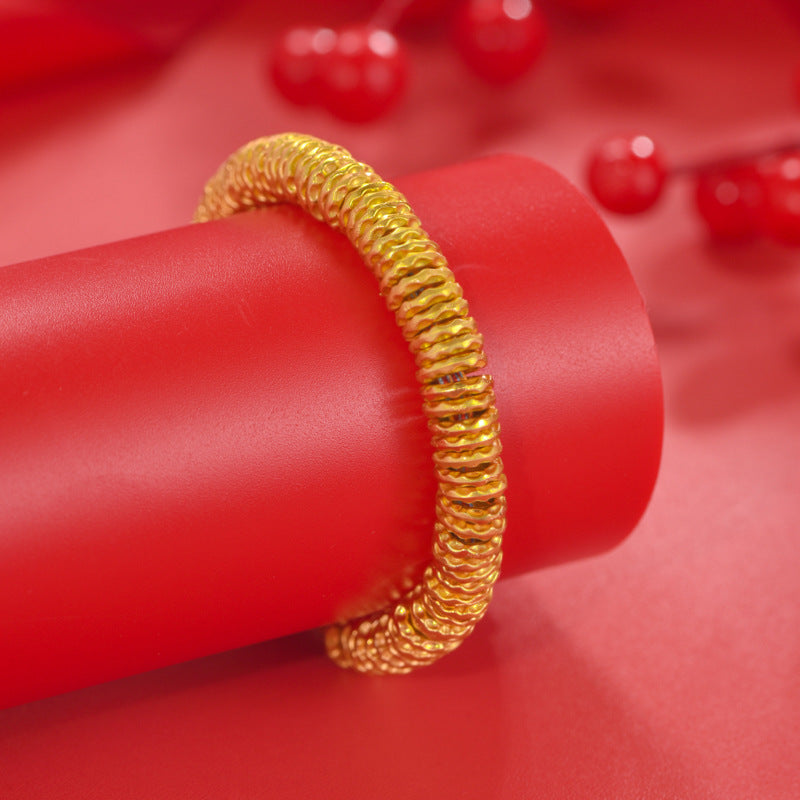 Women's & Men's Alluvial Gold Winding Hammer Gold-plated Shop Waist Wrapping Bracelets