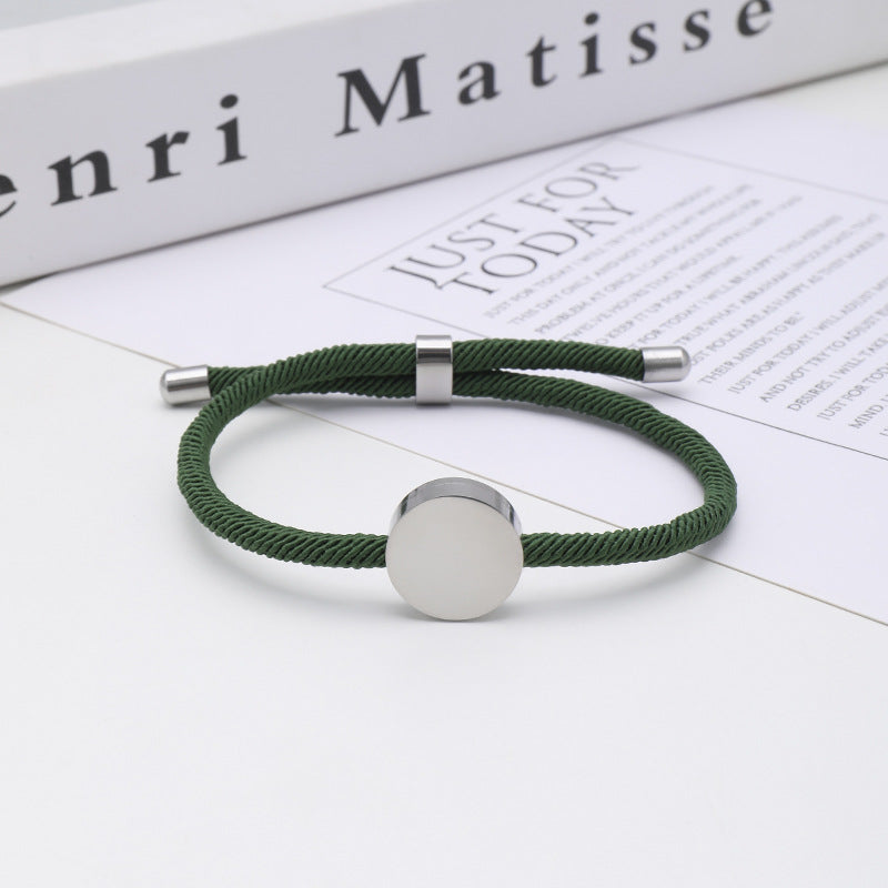 Women's & Men's Printing Material Round Adjustable Stainless Steel Bracelets