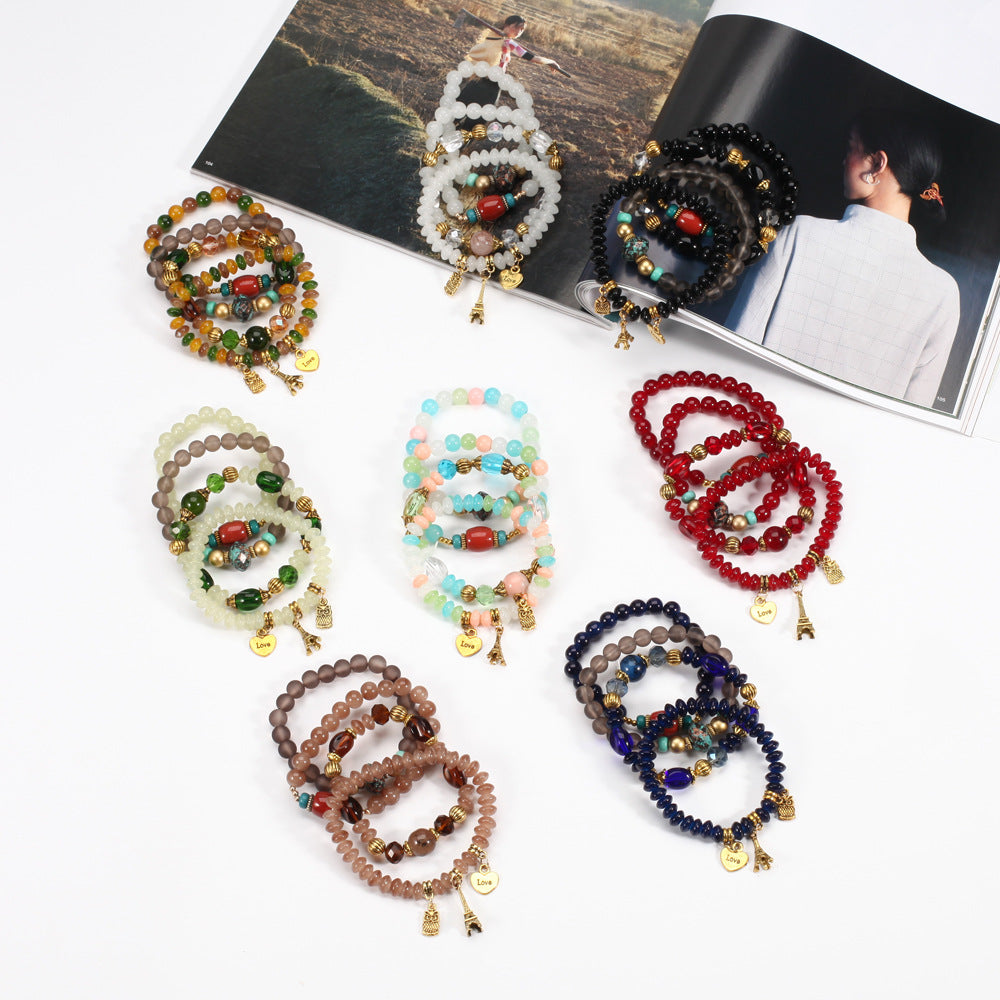 Bead Bohemian Owl Eiffel Tower Peace Bracelets