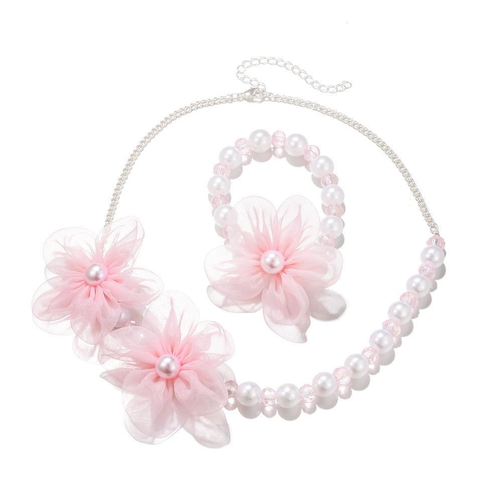 Children's Tulle Flower Pearl Cute Princess Series Bracelets