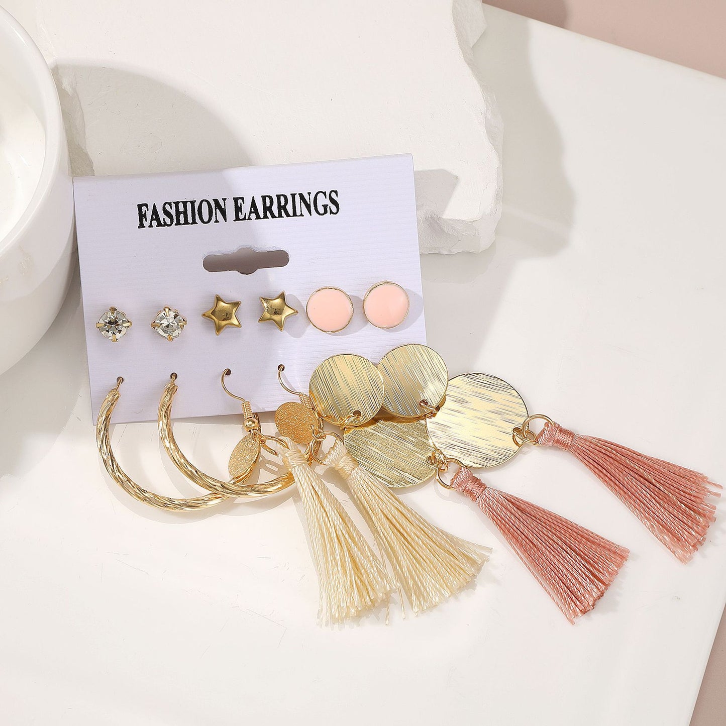 Pearl Creative Tassel Suit Boho Flower Earrings