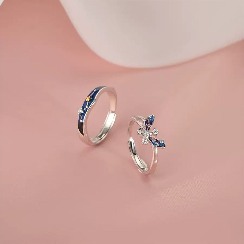 Women's & Men's One Pair Design Enamel Gift For Rings