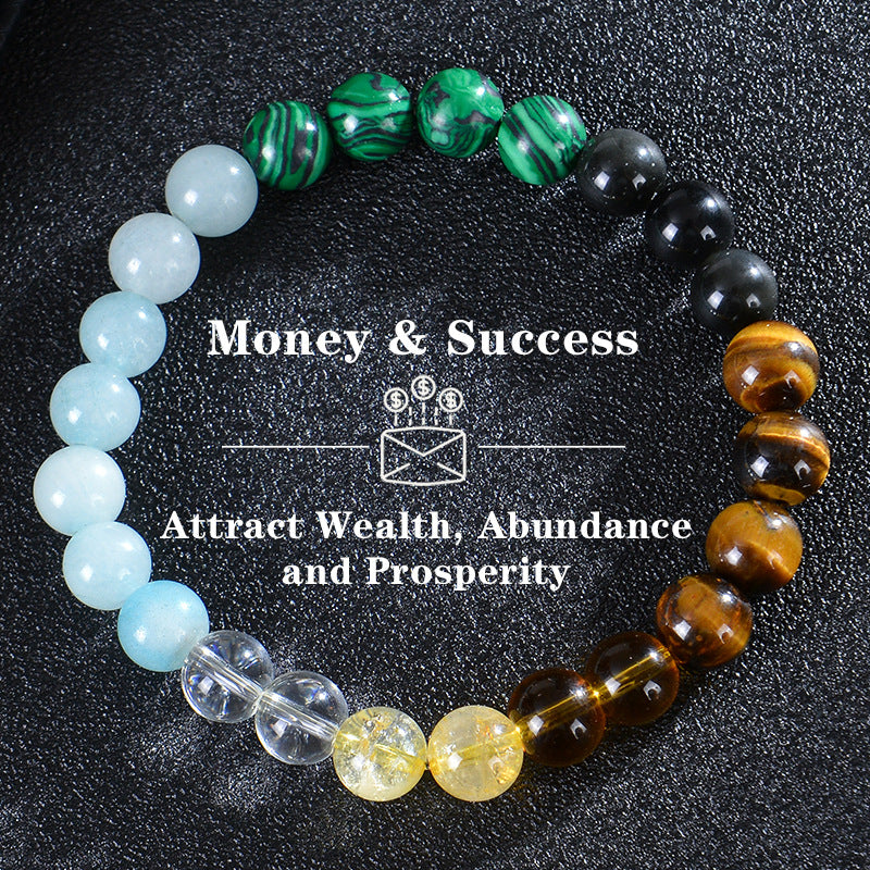 Natural Tigereye Citrine Malachite Beaded Wealth Bracelets