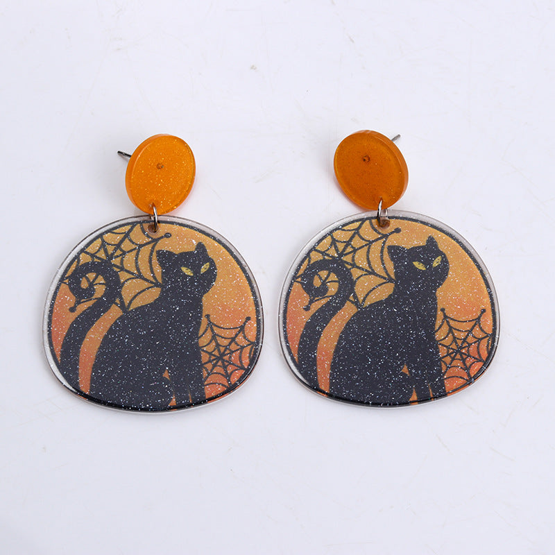 Square Design Sense Fashion Personality Pumpkin Grave Earrings