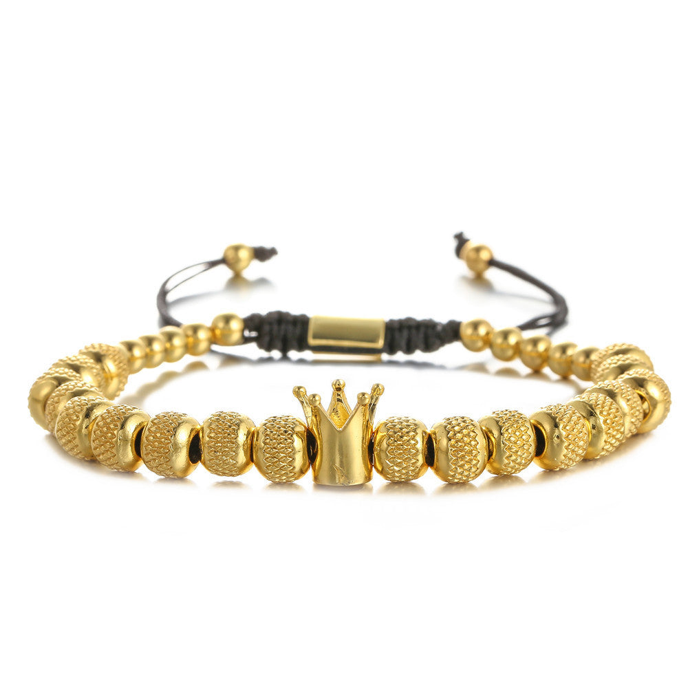 Men's Retro Easy Matching Copper Crown String Beads Pineapple Bracelets