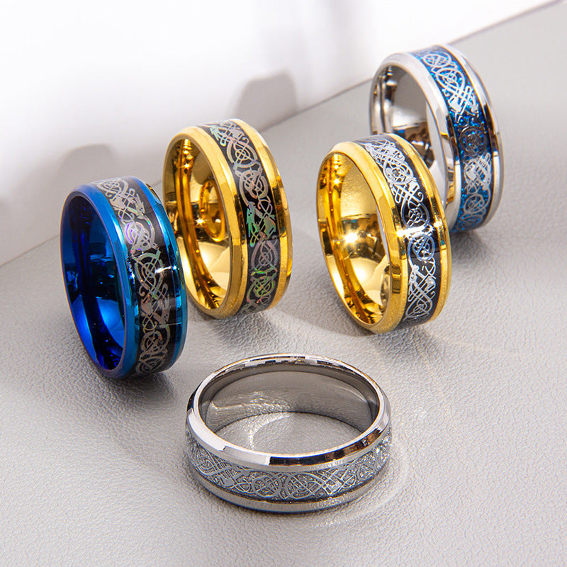 Men's Elegant Dragon Pattern Xi For Rings