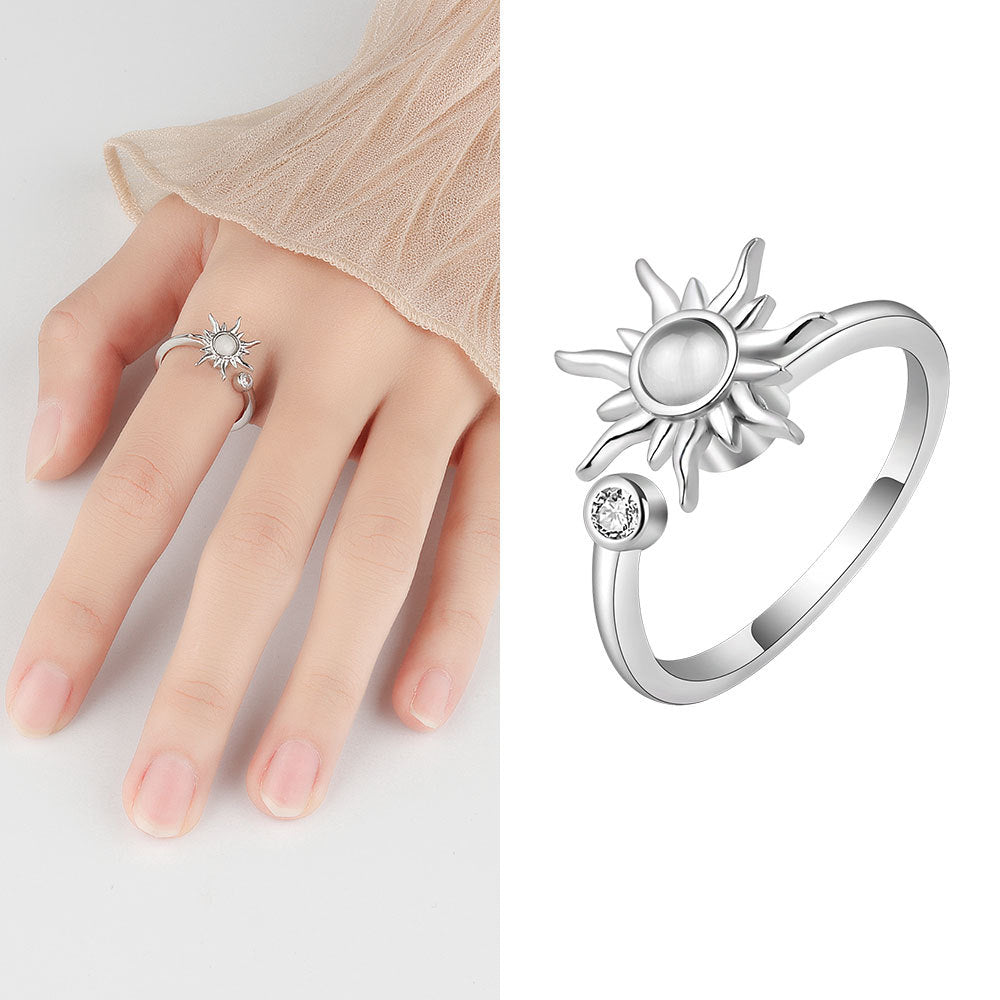 Sier Anxiety Spinning Adjustable Rotating Clover Rings