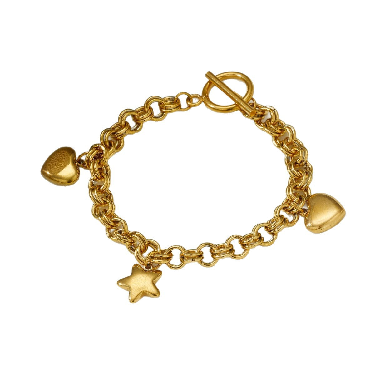 Stainless Steel Heart Buckle Ball Personality Titanium Design Bracelet