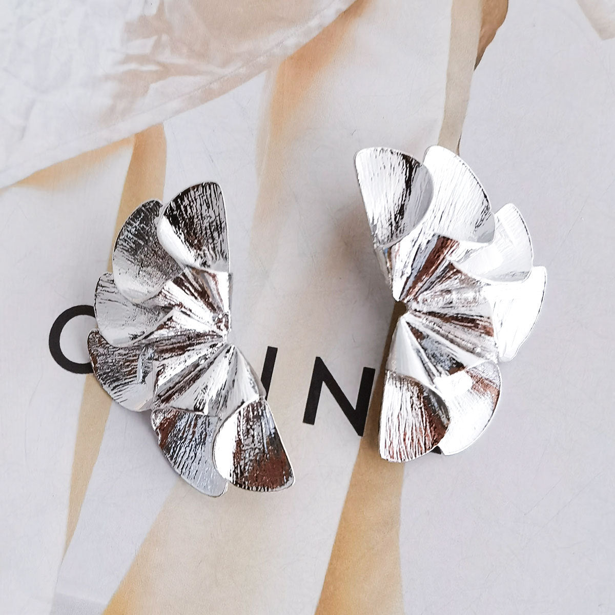 Electroplating Irregular Fan-shaped Metal Fashion Personalized Cold Earrings