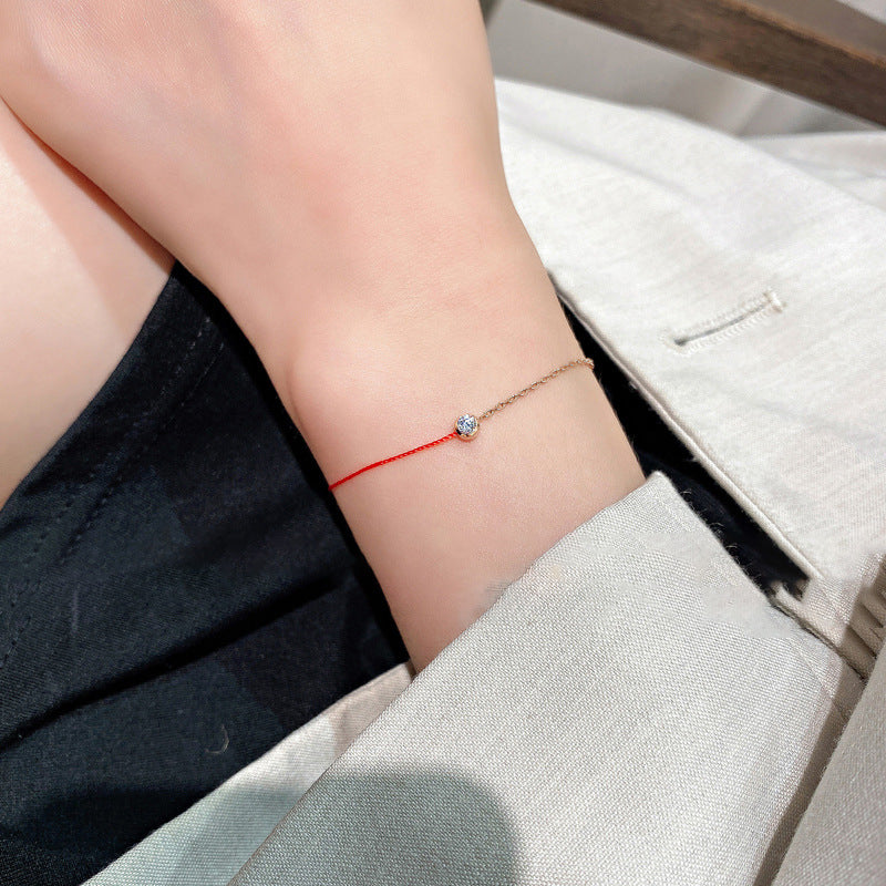 Women's Red Rope Sterling Sier Half Light Bracelets