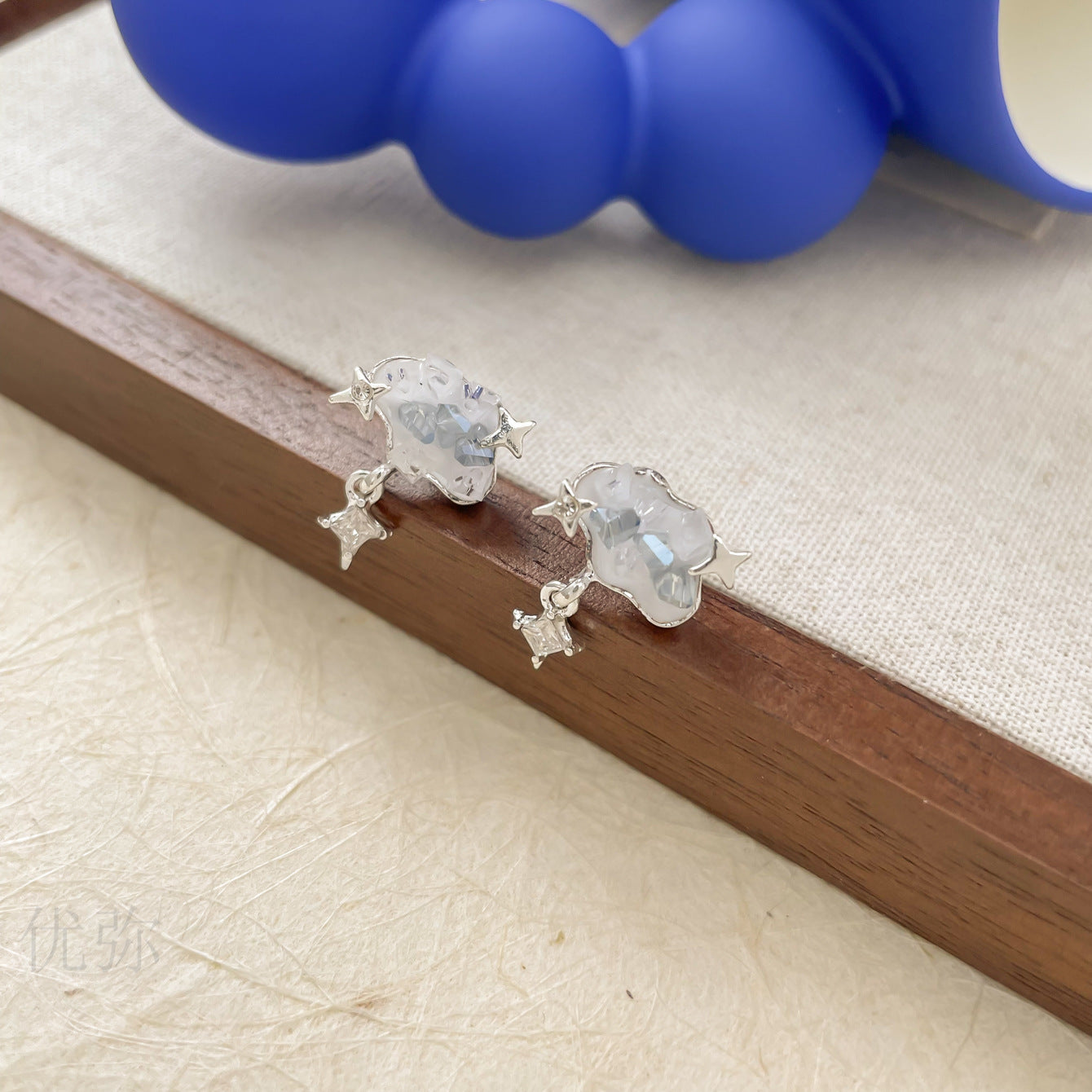 Sier Needle Butterfly Elegant Mermaid Tail Earrings
