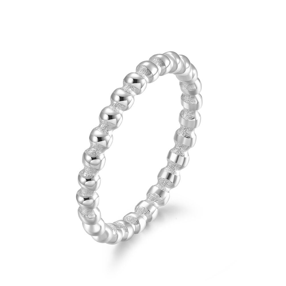 Women's Titanium Steel Small Beads Stackable Simple Wear Little Finger Rings