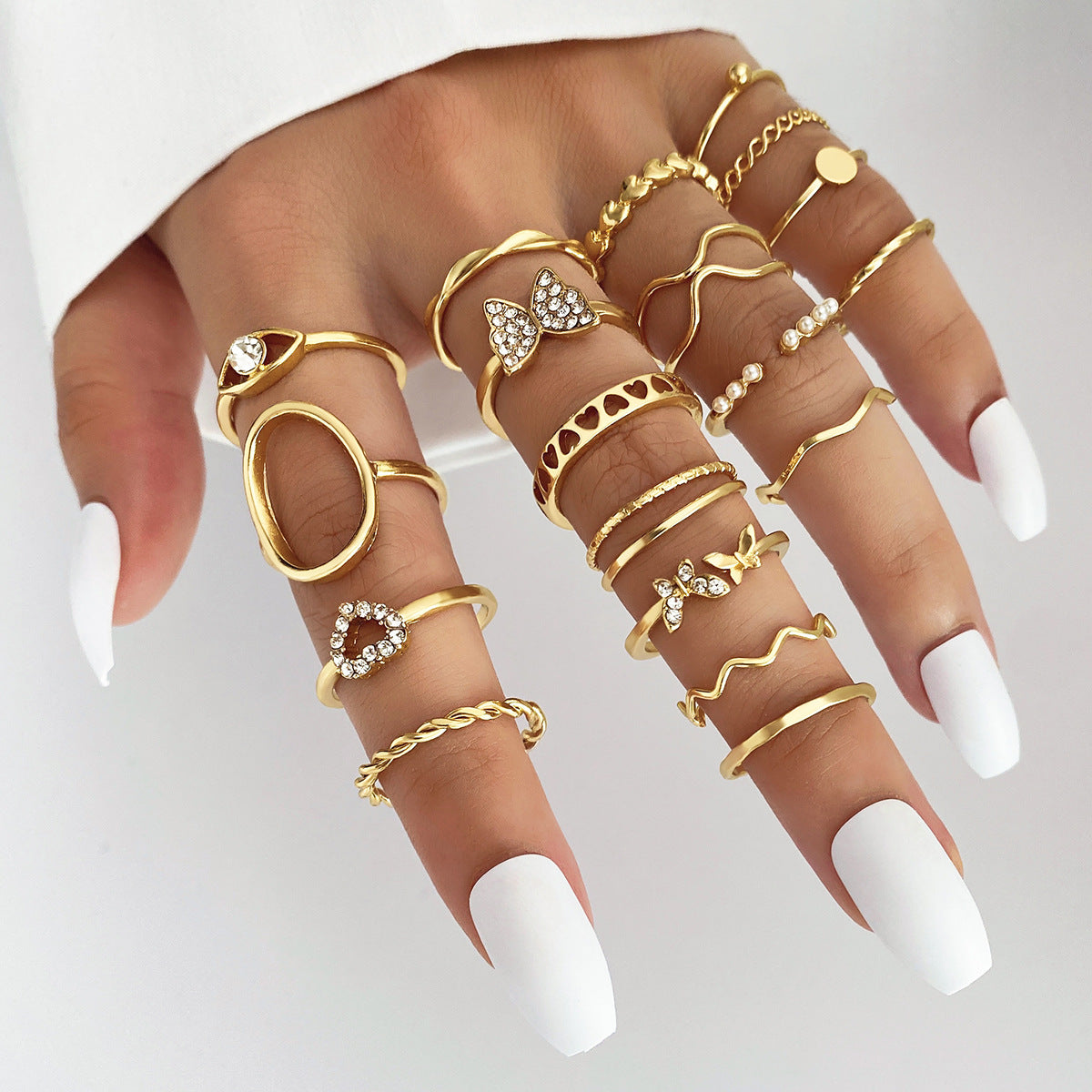 Women's Knuckle Suit Pieces Love Heart-shaped High-grade Niche Butterfly Rings