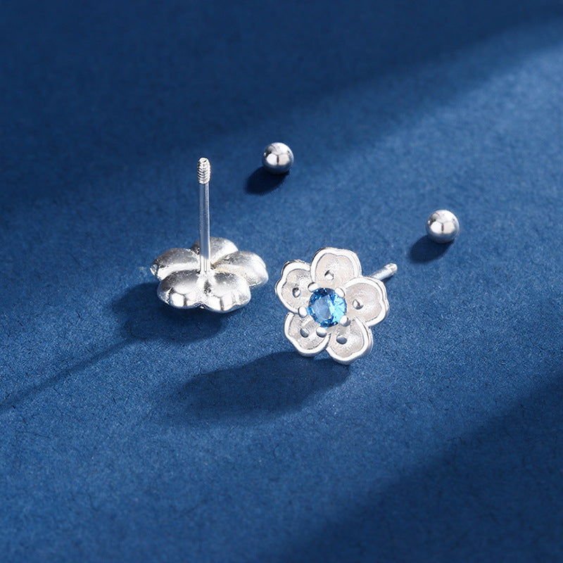 Cherry Blossom Ear Over There Temperamental Diamond Flower Earrings