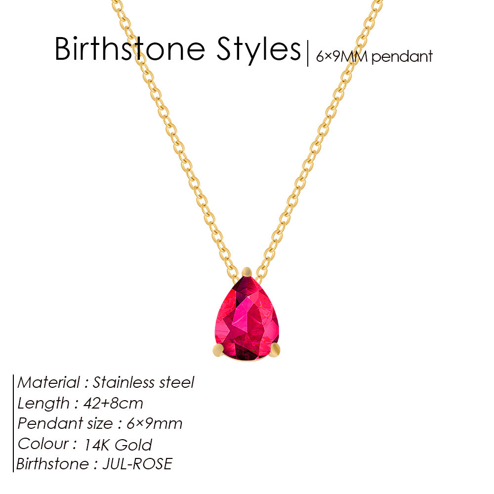 Zircon Month Birthstone Birthstones Vacuum Electroplating Necklaces