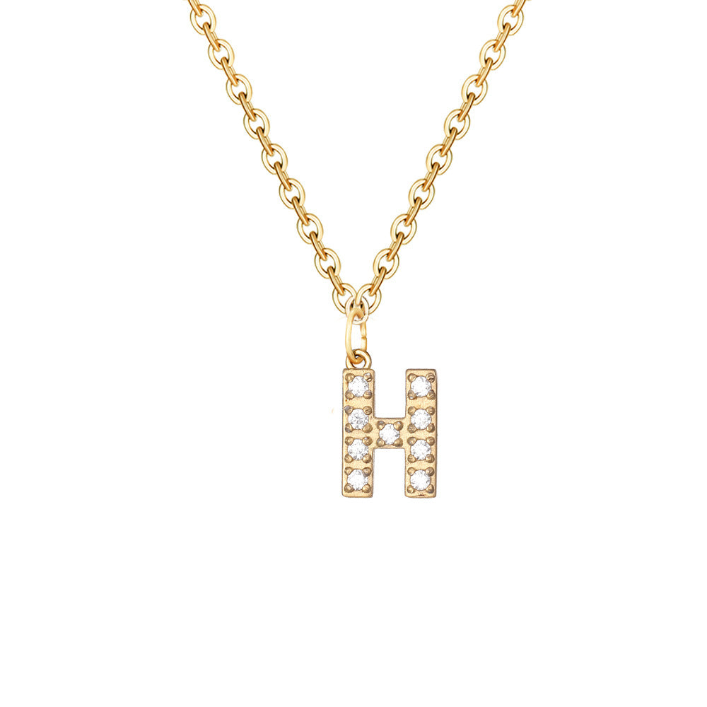 Simple Stainless Steel Diamond Letters Gold-plated Clavicle Necklaces