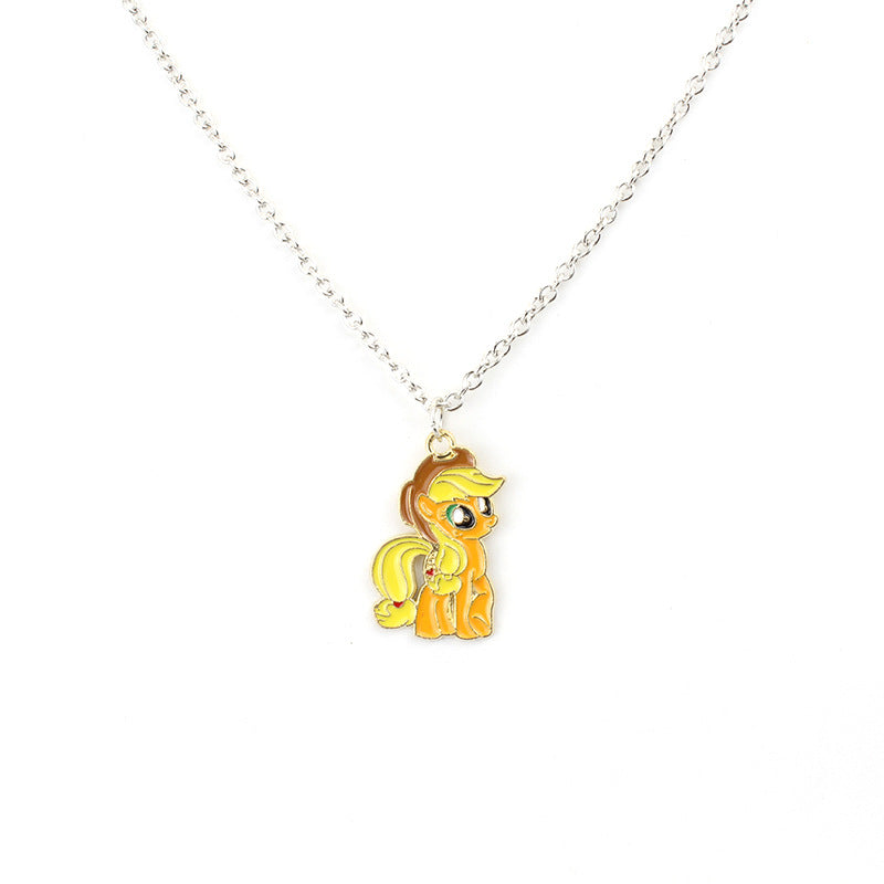 Children's Cartoon Pony Cute Anime Alloy Dripping Unicorn Girlfriends Necklaces