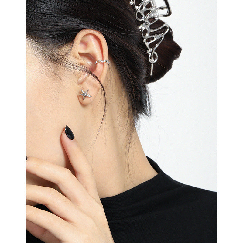 Women's Niche Design Temperamental Five-pointed Star Textured Earrings