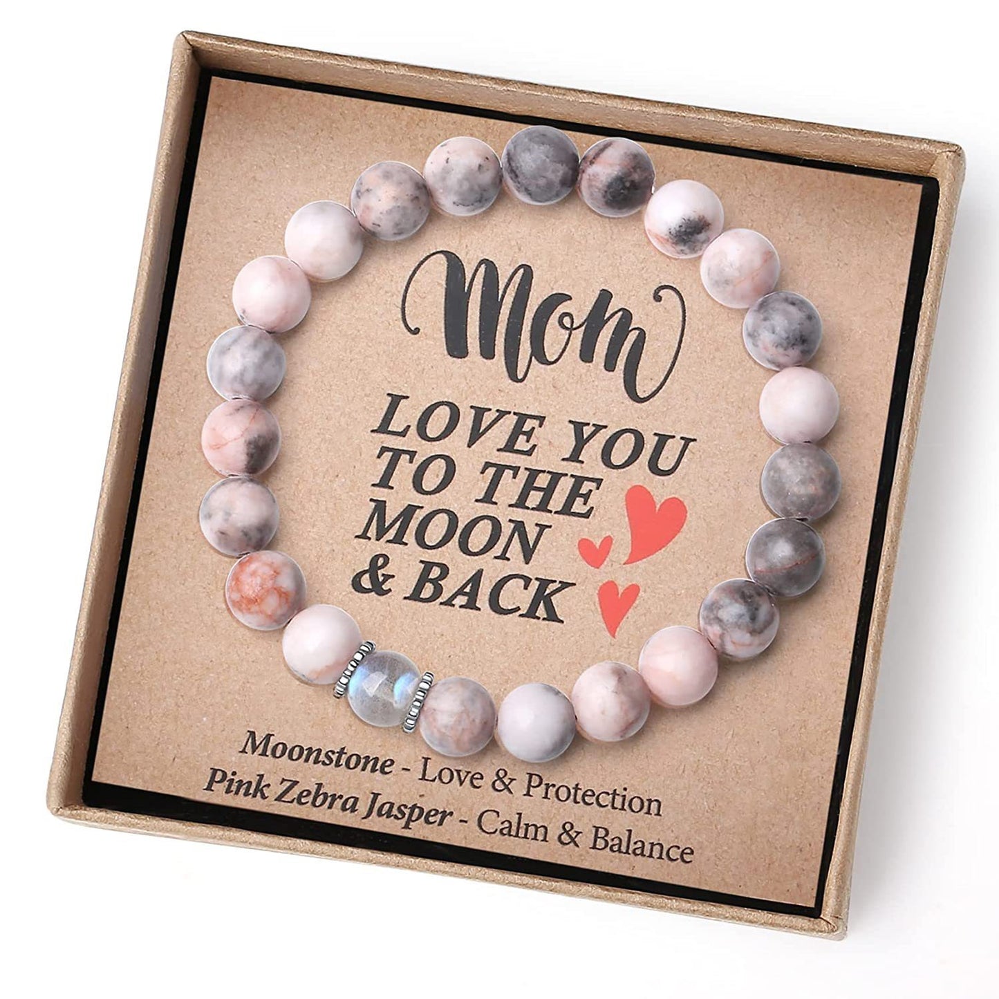 Chalcedony Pink Zebra Moonstone Crystal Female Bracelets