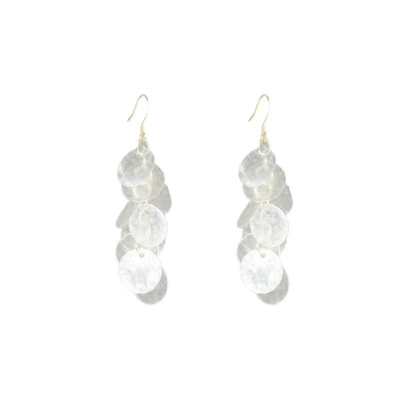 Women's Vacation Style Long Tassel Shell Eardrops Unique Rings