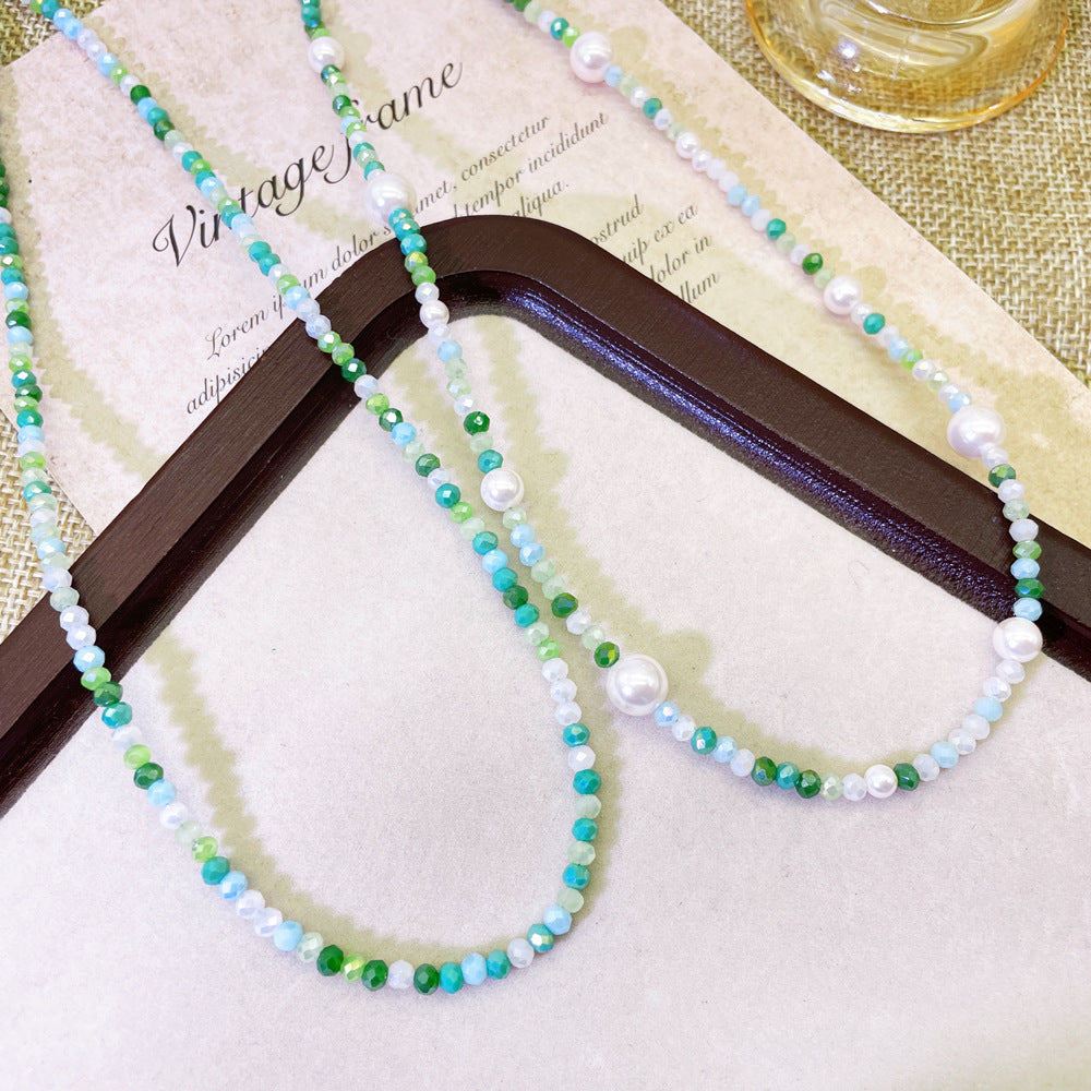 Style Glass Beaded Small Fresh Mixed Color Clavicle Chain Necklaces