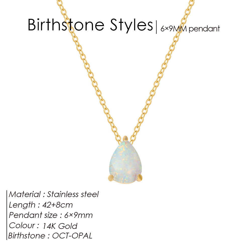 Zircon Month Birthstone Birthstones Vacuum Electroplating Necklaces