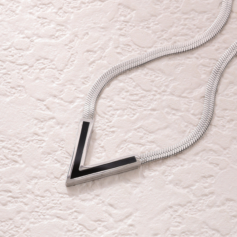 Titanium Steel V-shaped Light Luxury High-grade Flat Snake Necklaces