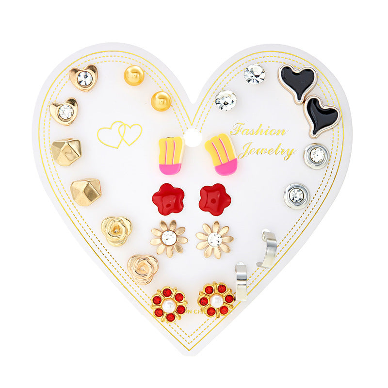 Suit Geometric Pairs Storage Ear Multicolor Earrings