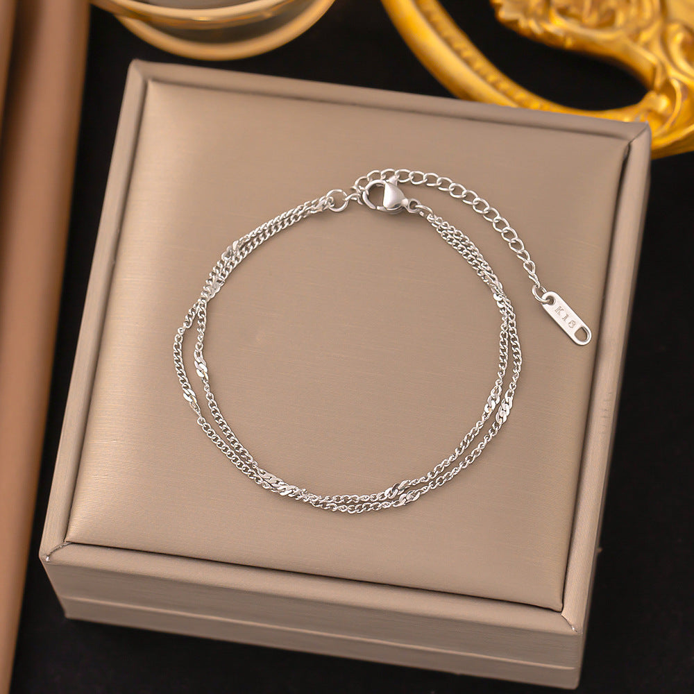 Titanium Steel Gold Vintage Love Double Bracelets