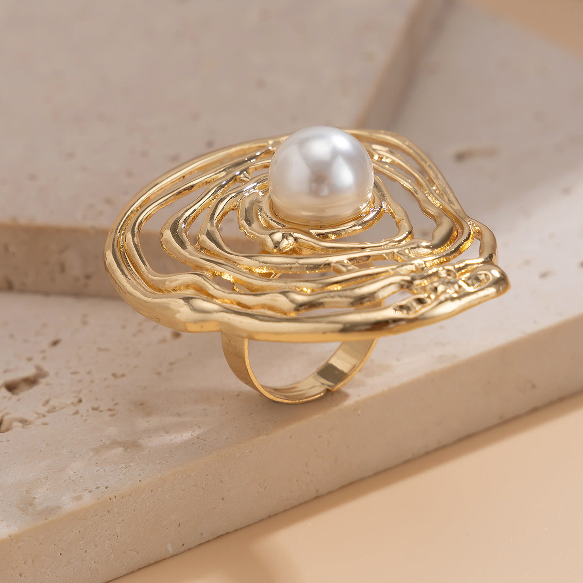Women's Bohemian Large Lotus Leaf Open Fan Knuckle Exaggerated Rings