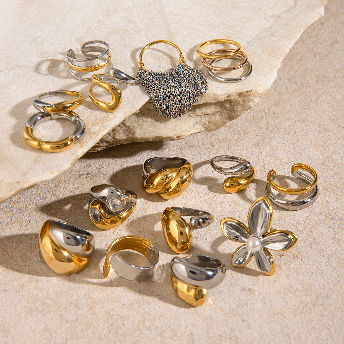 Ornament Stainless Steel Flower Simple High-grade Rings