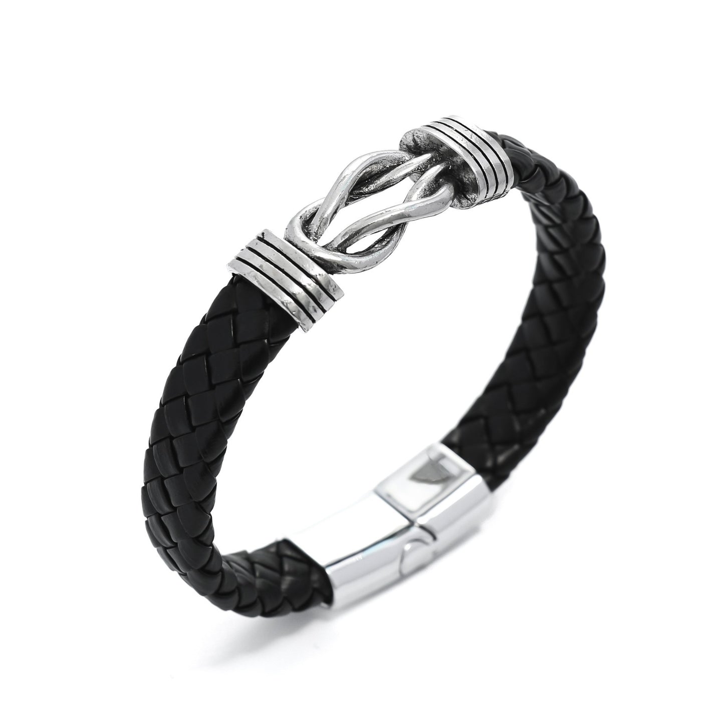Men's Cross Leather Handmade Braided Rope Magnetic Bracelet