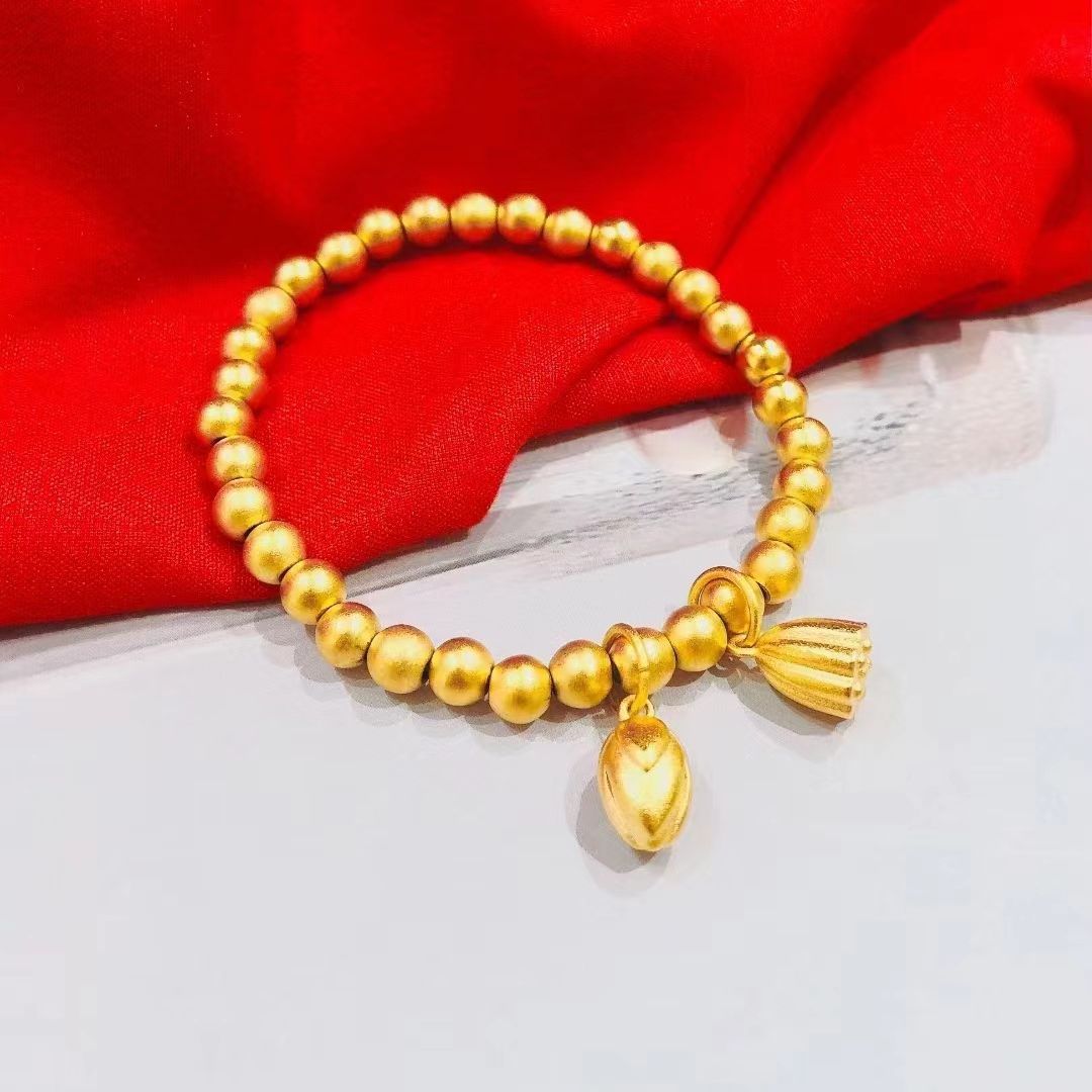 Gold-plated Lotus Seed Heart-to-heart Cute Gold Bracelets