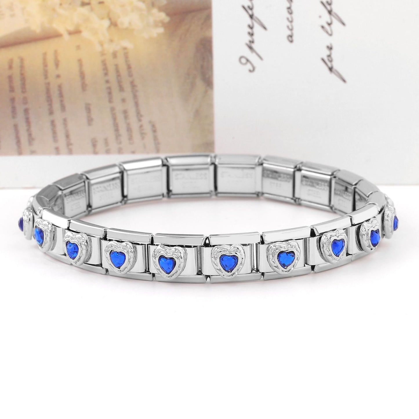 Module Double Matching Red Heart Petals Color Stainless Steel Bracelets