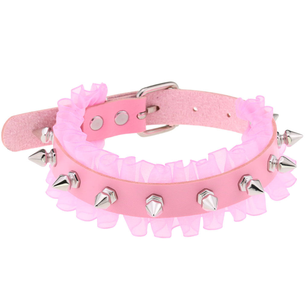 Punk Soft Lace Spike Rivet Neckband Sexy Elegant Collar