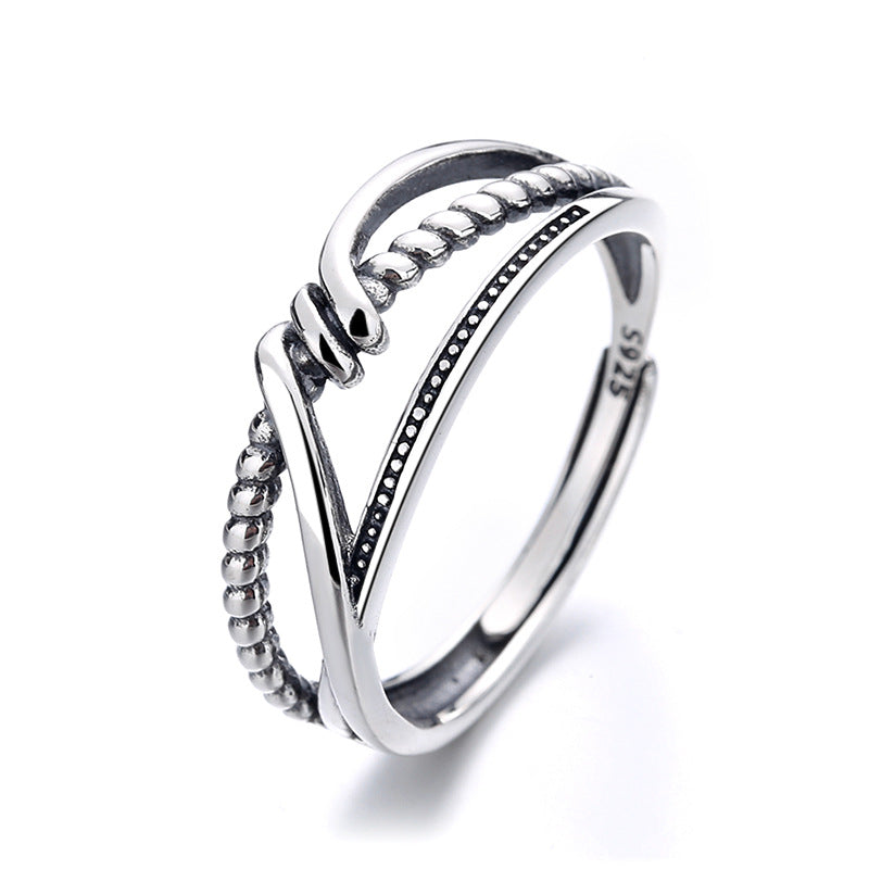 Sterling Sier Mixed Woven Twisted Lines Rings