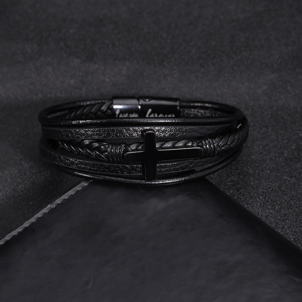 Men's Stainless Steel Ornament Leather Jewelry Titanium Bracelets
