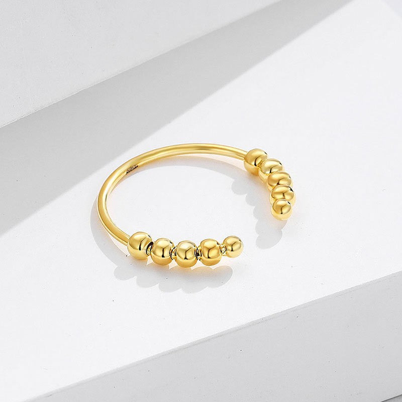 Sterling Sier Adjustable Pressure Beads Spiral Rings