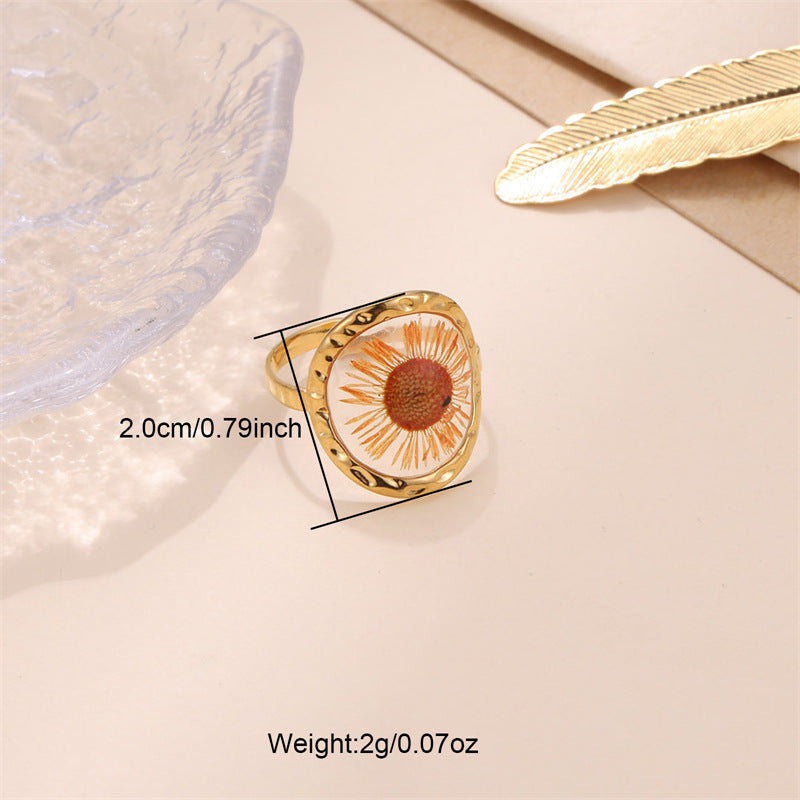 Women's Jewelry Preserved Fresh Flower Series Stainless Steel Design Rings