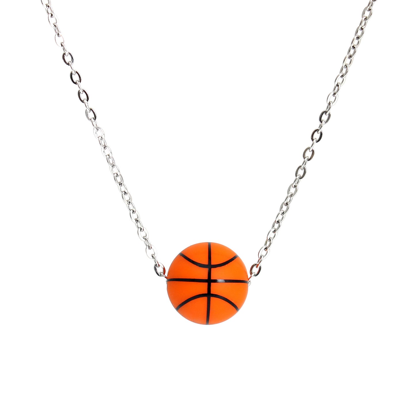 Women's & Men's Sports Elastic Silicone Basketball Stainless Steel Necklaces